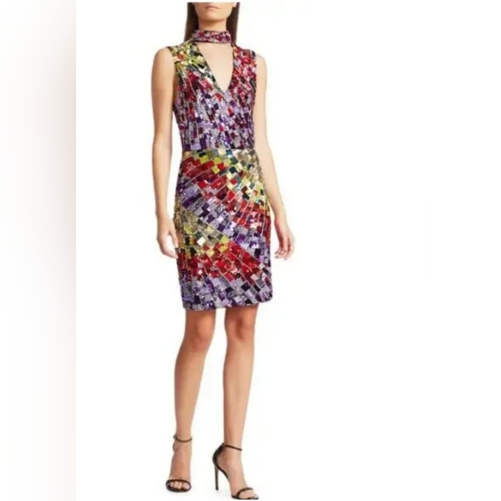 Alice + Olivia Dumont Sequin Choker Mini Dress Size 6 NWT $1,600 - Picture 8 of 13